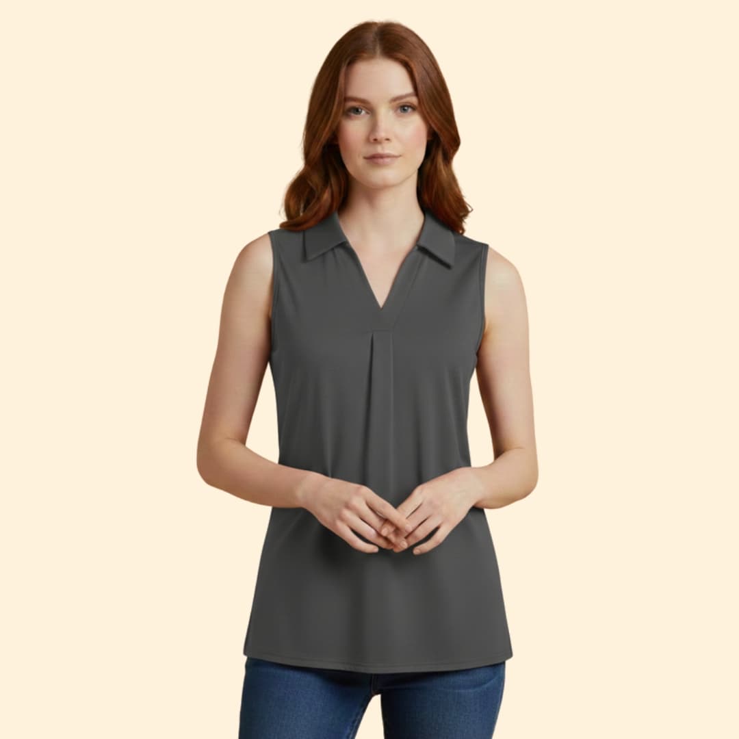Women’s Sleeveless Blouse with Collared Neck