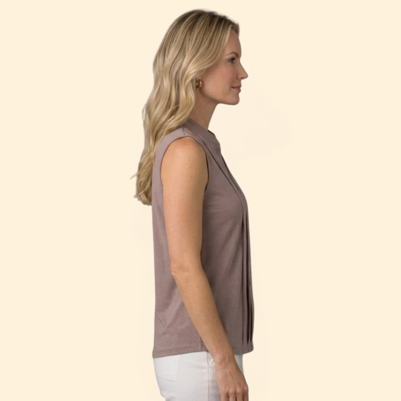 Women’s Sleeveless Blouse with Notched V-Neck