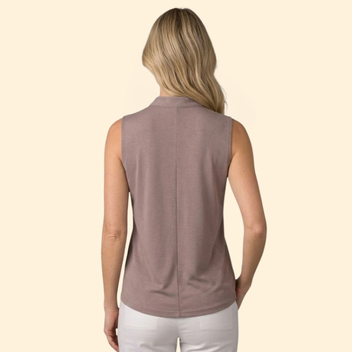 Women’s Sleeveless Blouse with Notched V-Neck