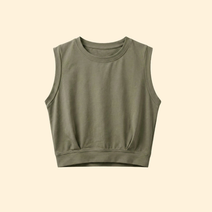 Women’s Sleeveless Crop Top with Crew Neck