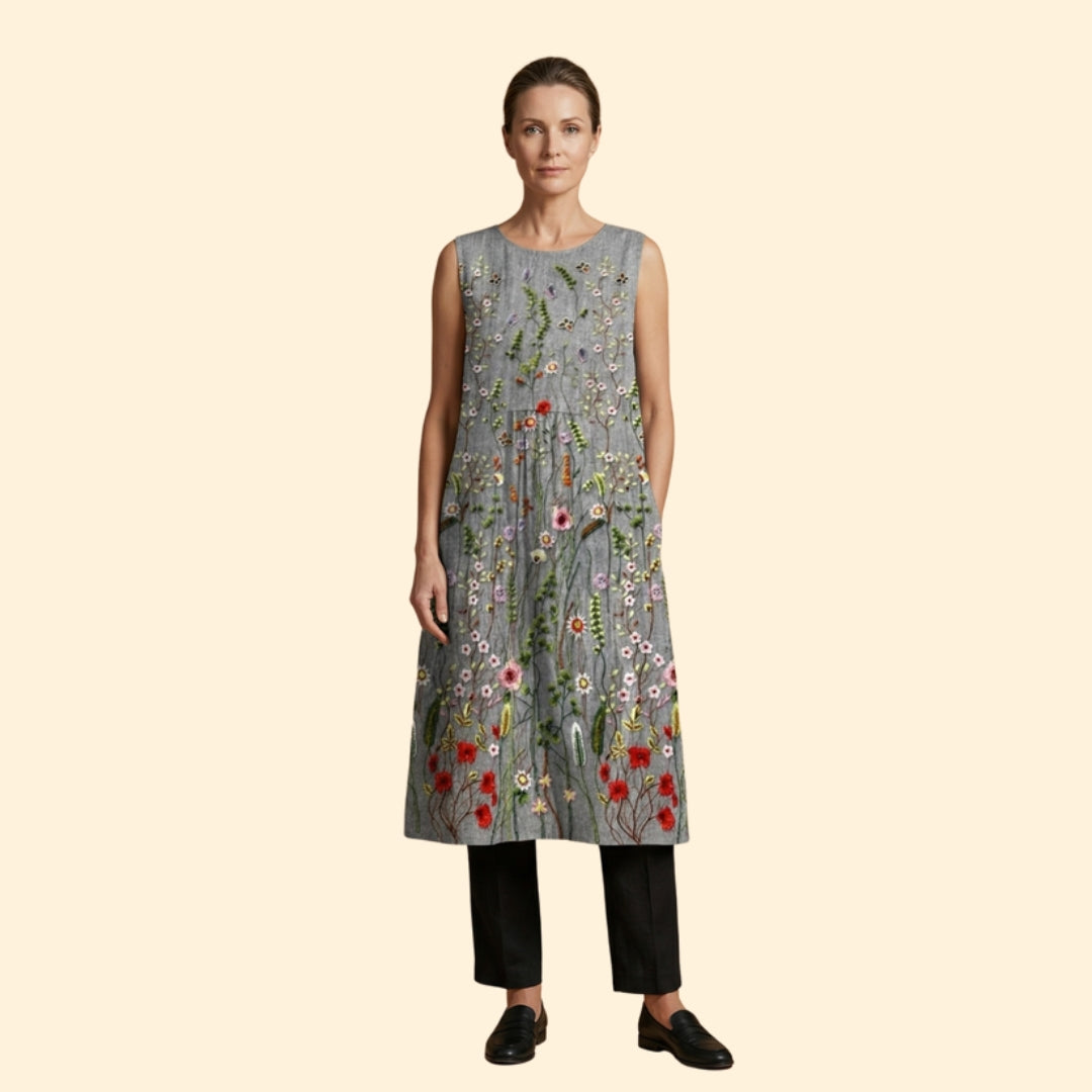 Women’s Sleeveless Dress with Embroidery