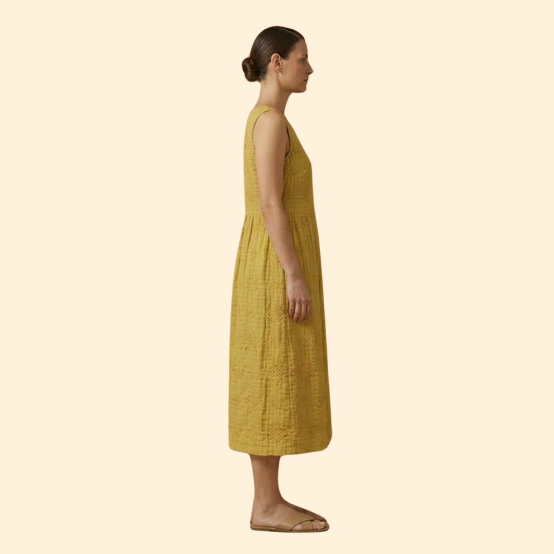 Women's Sleeveless Dress with Floral Embroidery