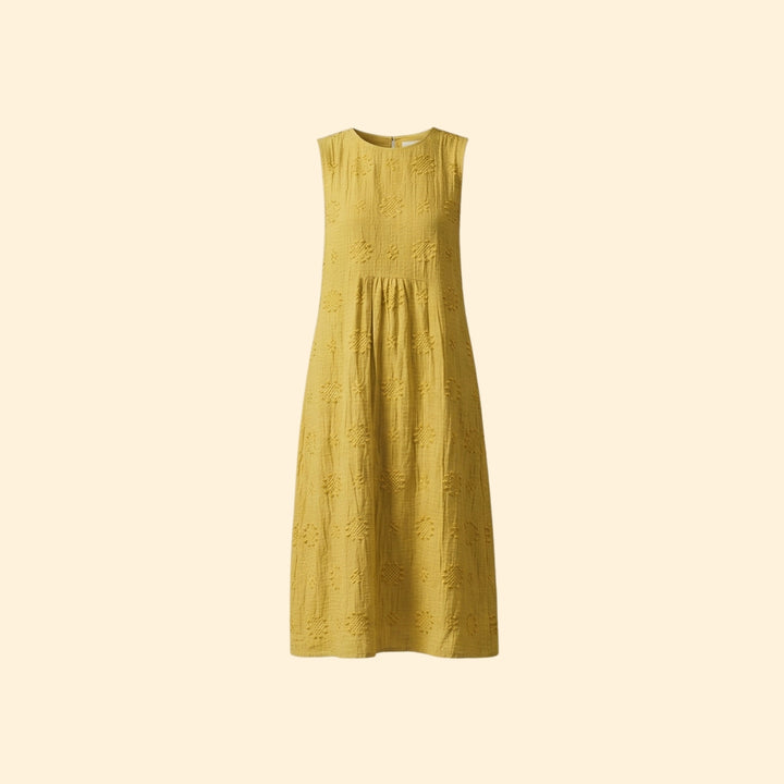 Women's Sleeveless Dress with Floral Embroidery