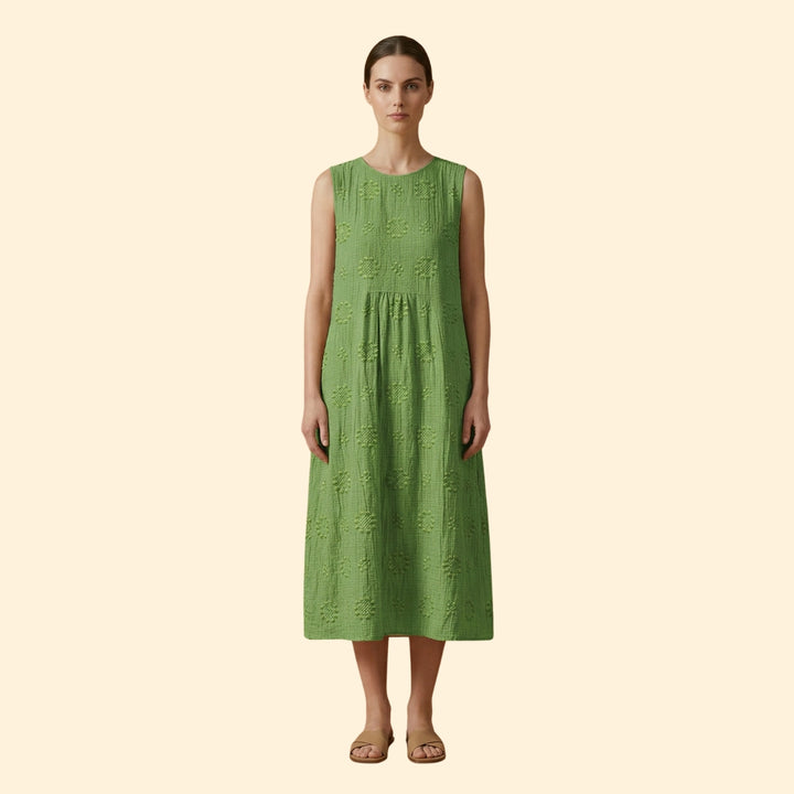 Women's Sleeveless Dress with Floral Embroidery