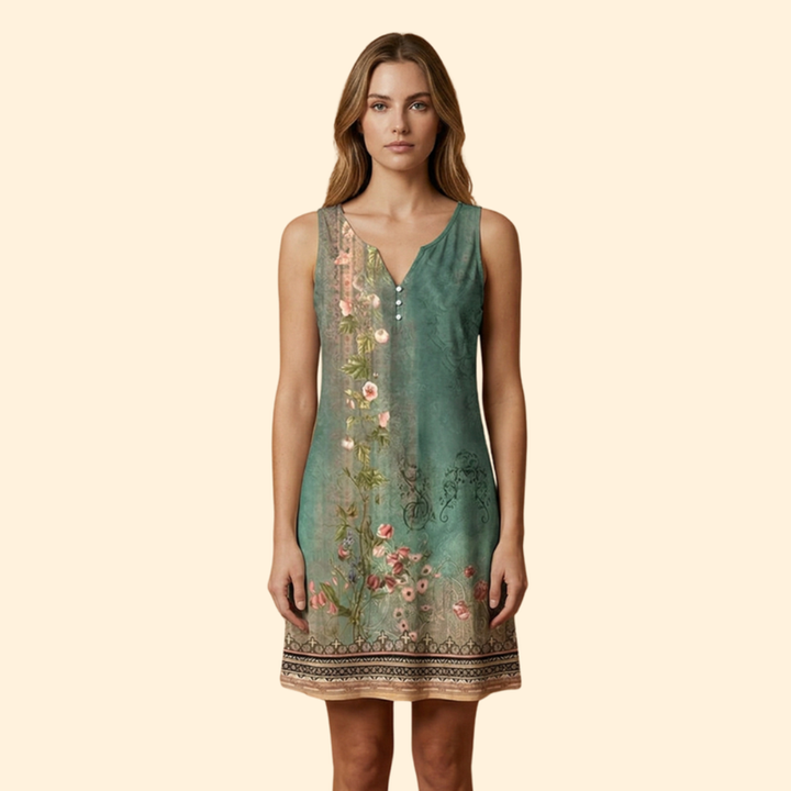 Women’s Sleeveless Dress with Floral Print