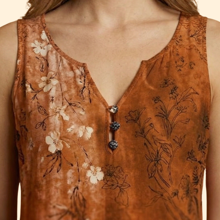 Women’s Sleeveless Dress with Floral Print