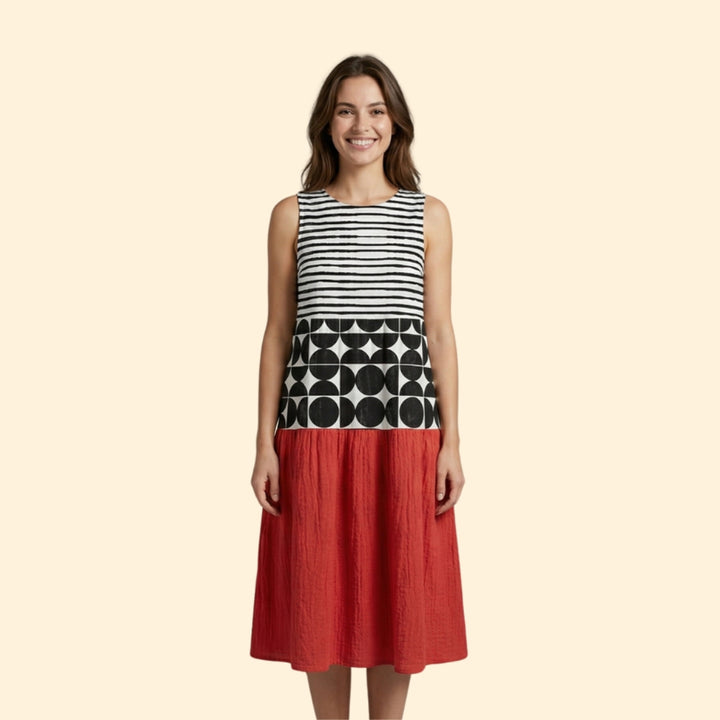 Women’s Sleeveless Dress with Round Neckline