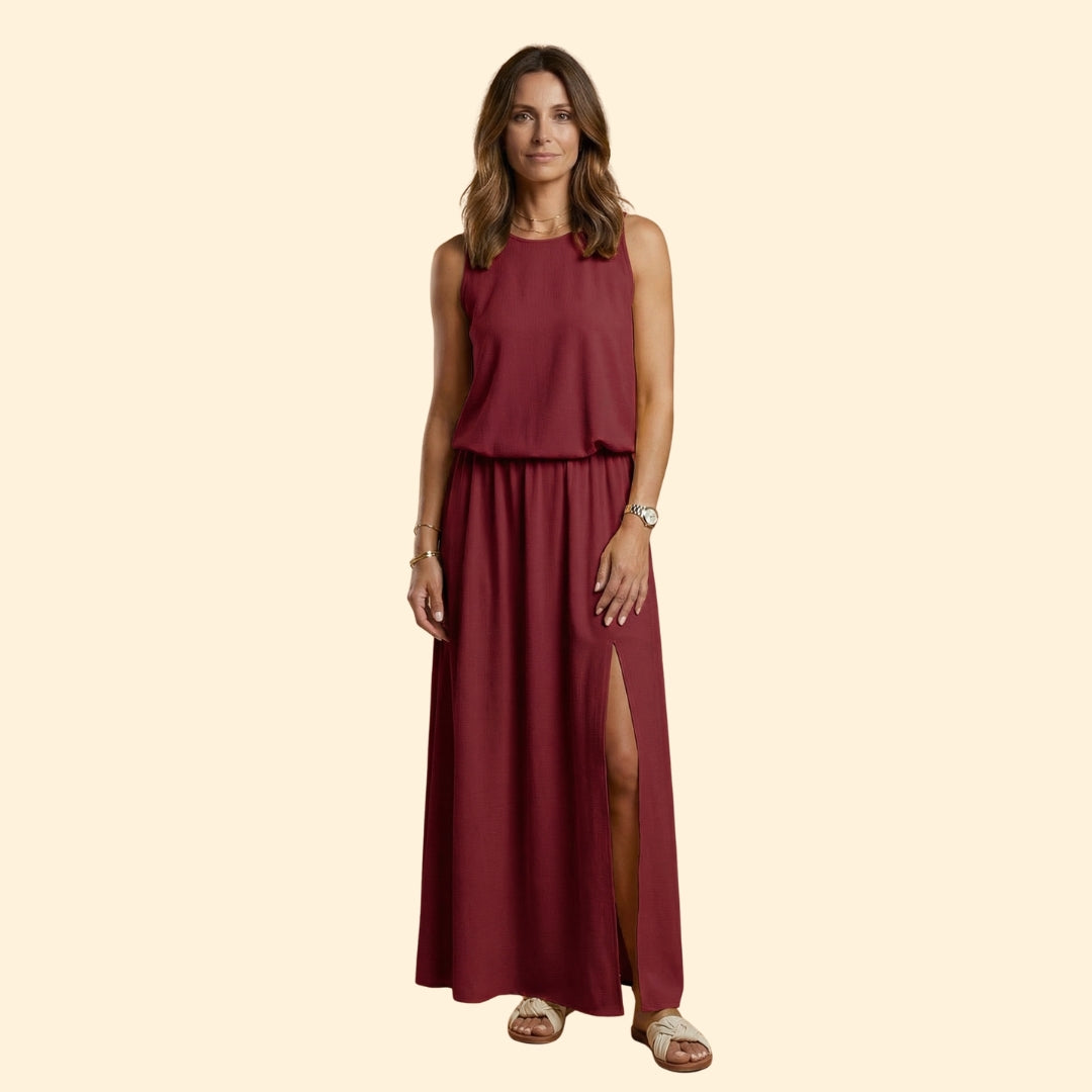 Women’s Sleeveless Gown with Elastic Waist