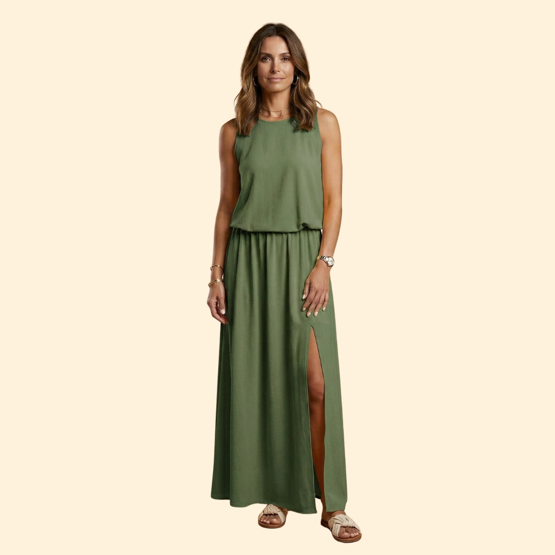 Women’s Sleeveless Gown with Elastic Waist