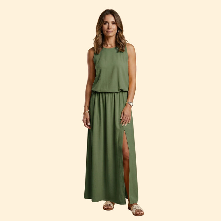Women’s Sleeveless Gown with Elastic Waist