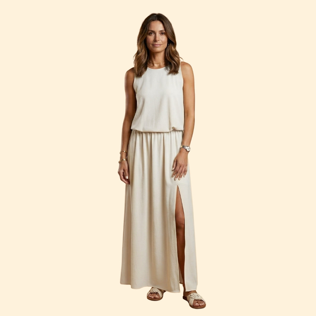 Women’s Sleeveless Gown with Elastic Waist
