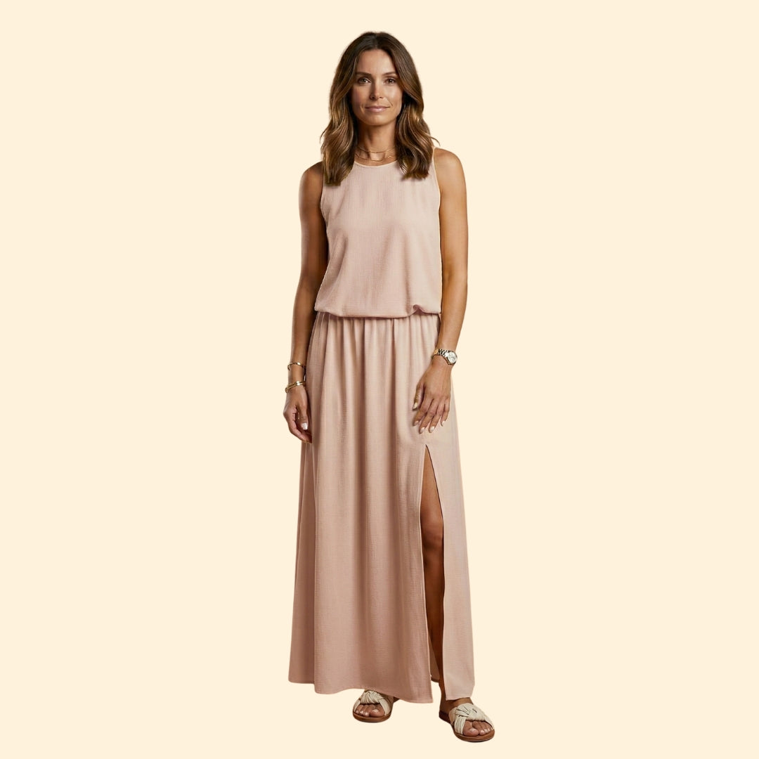 Women’s Sleeveless Gown with Elastic Waist