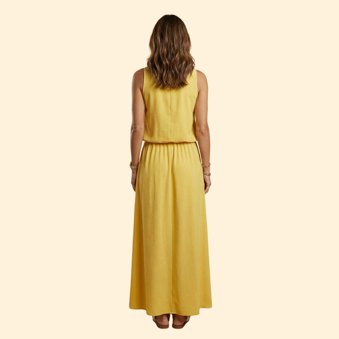 Women’s Sleeveless Gown with Elastic Waist