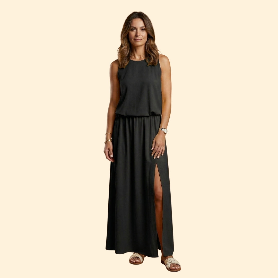 Women’s Sleeveless Gown with Elastic Waist