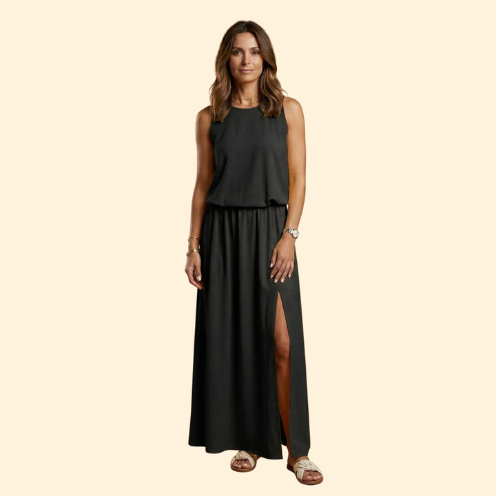 Women’s Sleeveless Gown with Elastic Waist