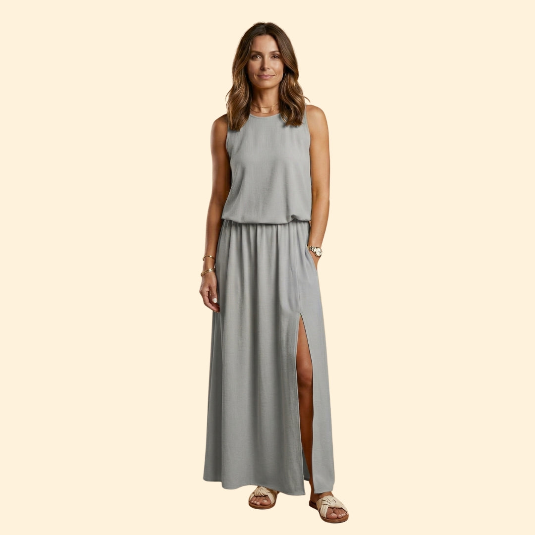 Women’s Sleeveless Gown with Elastic Waist
