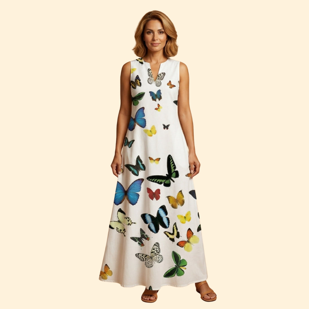 Women’s Sleeveless Gown with V-Neckline