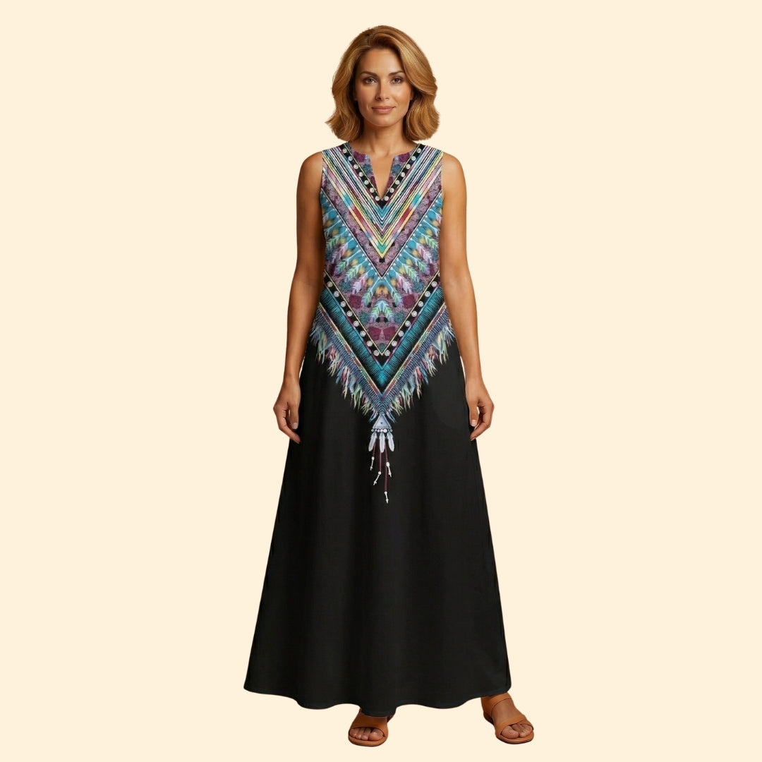Women’s Sleeveless Gown with V-Neckline