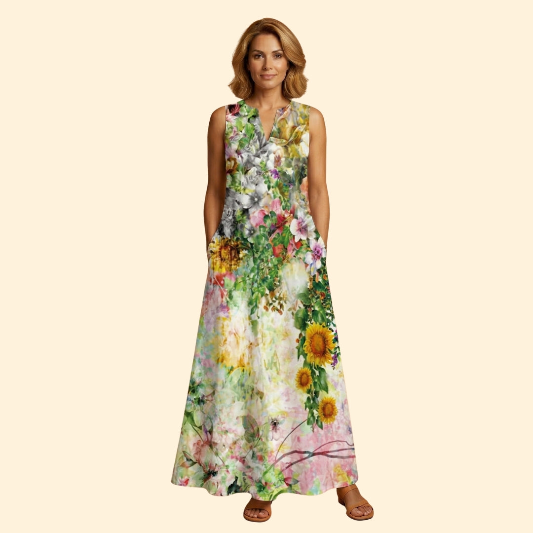 Women’s Sleeveless Gown with V-Neckline