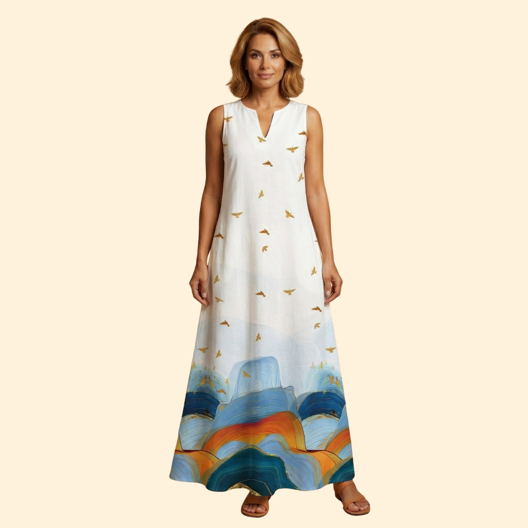Women’s Sleeveless Gown with V-Neckline