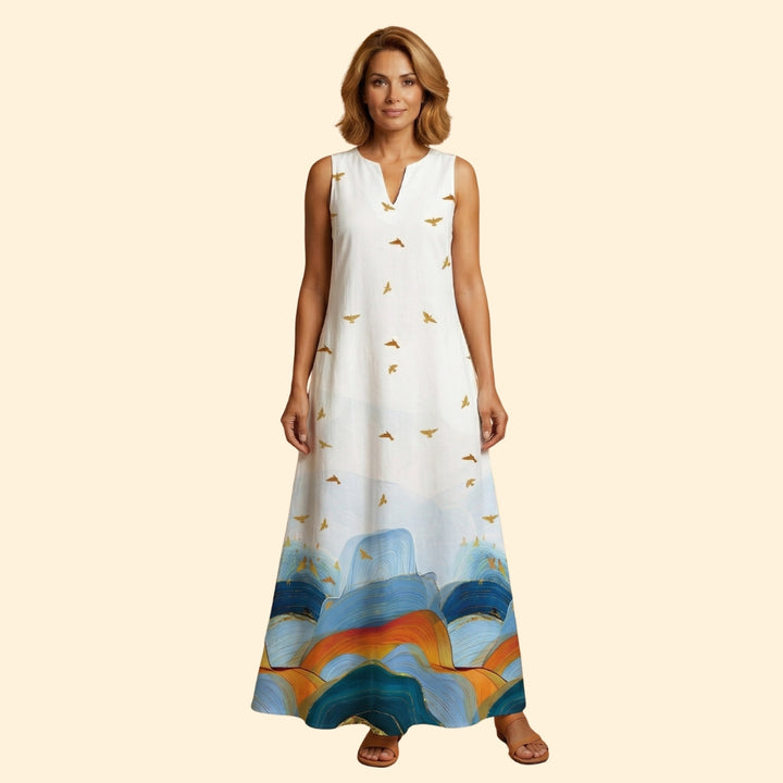 Women’s Sleeveless Gown with V-Neckline