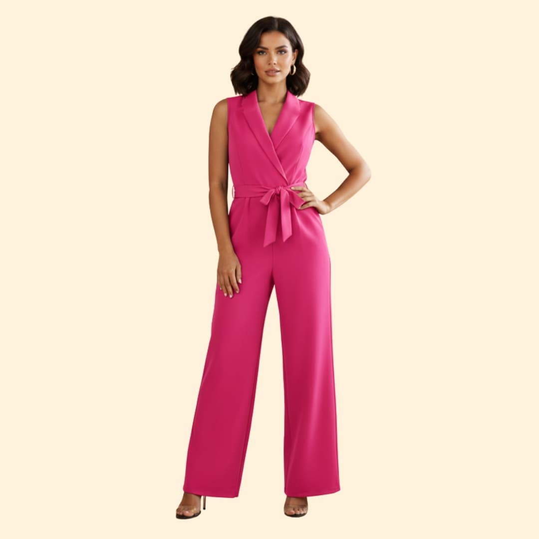 Women's Sleeveless Jumpsuit Belted Waist