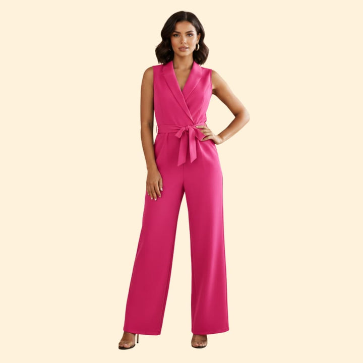 Women's Sleeveless Jumpsuit Belted Waist