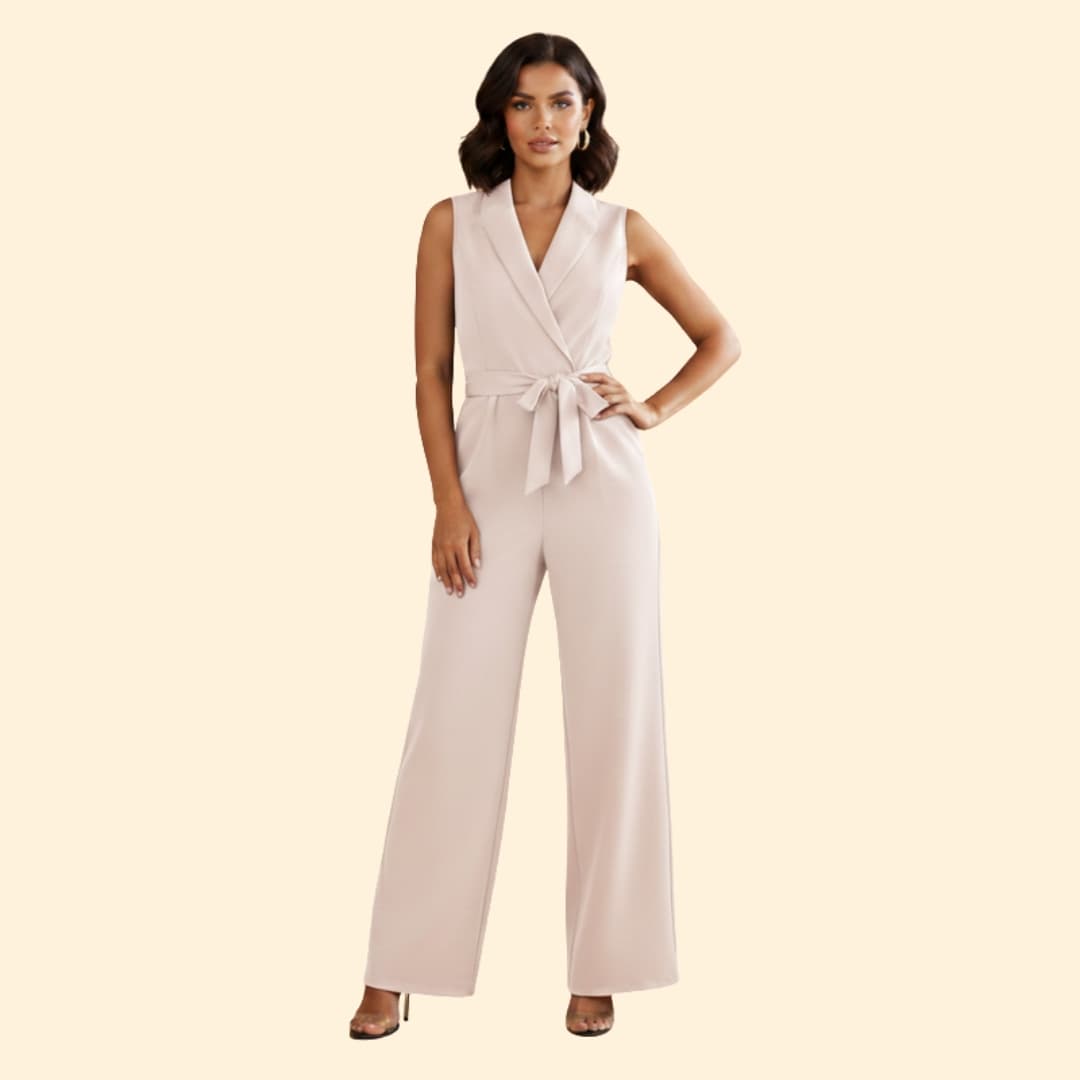 Women's Sleeveless Jumpsuit Belted Waist