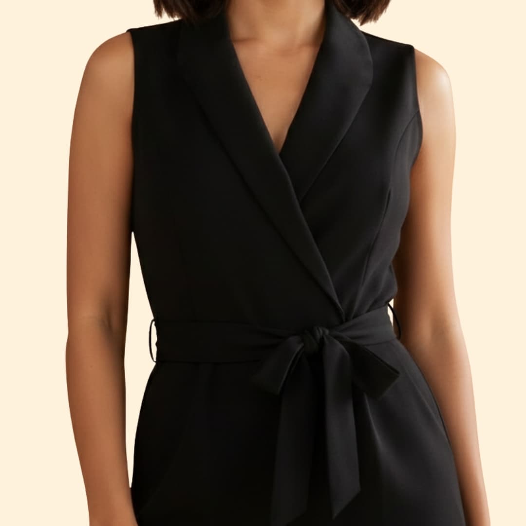 Women's Sleeveless Jumpsuit Belted Waist