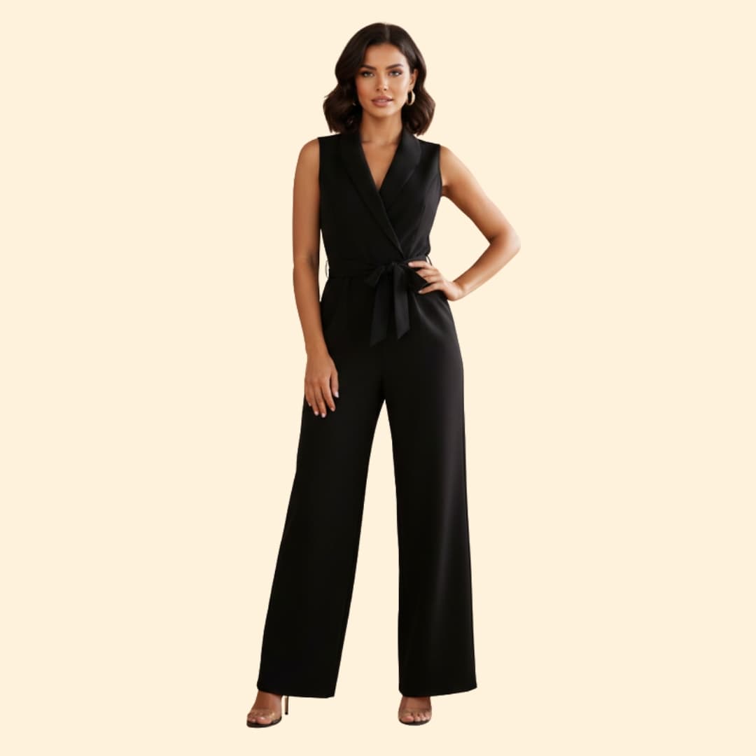 Women's Sleeveless Jumpsuit Belted Waist