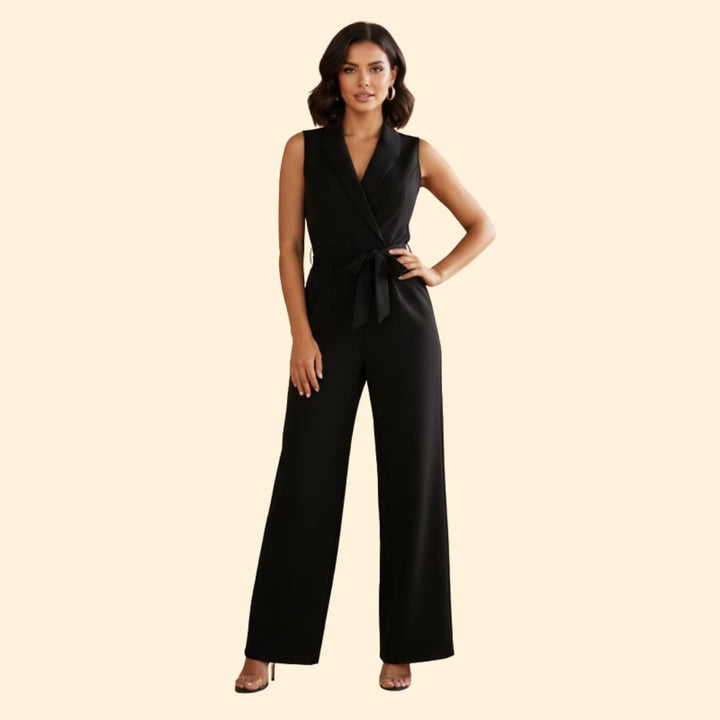 Women's Sleeveless Jumpsuit Belted Waist