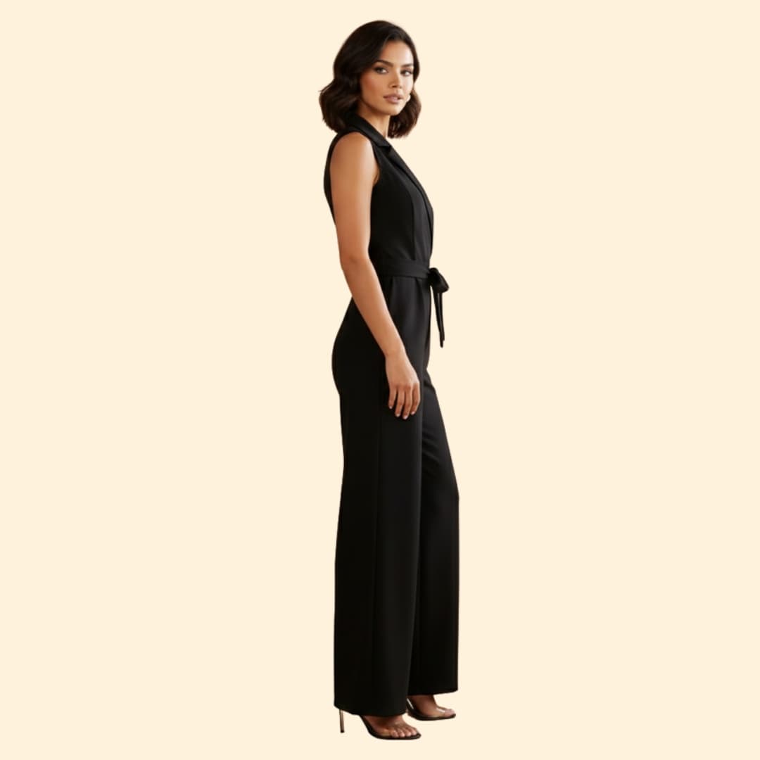 Women's Sleeveless Jumpsuit Belted Waist