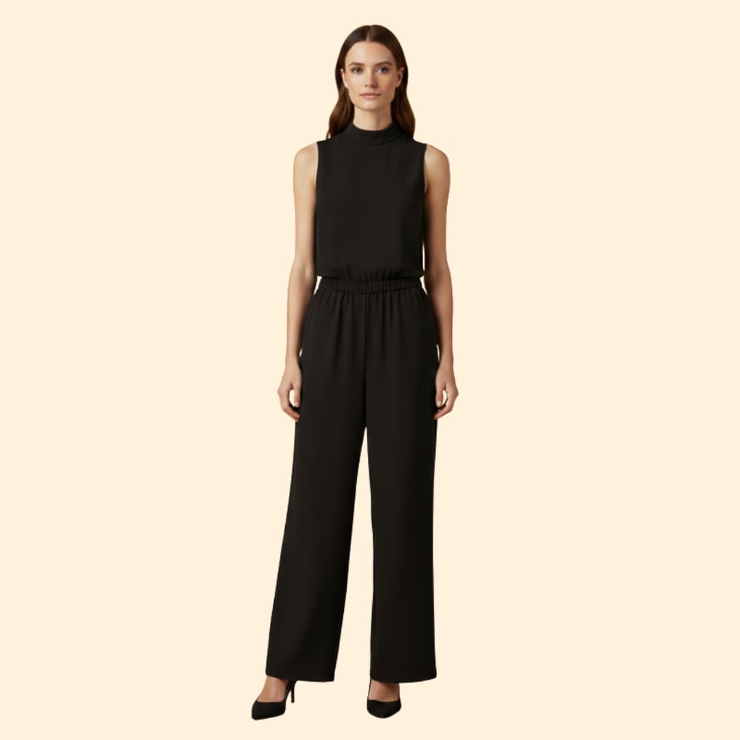 Women's Sleeveless Jumpsuit High Collar