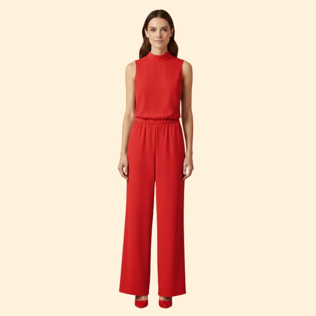 Women's Sleeveless Jumpsuit High Collar