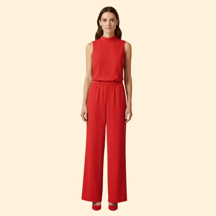 Women's Sleeveless Jumpsuit High Collar