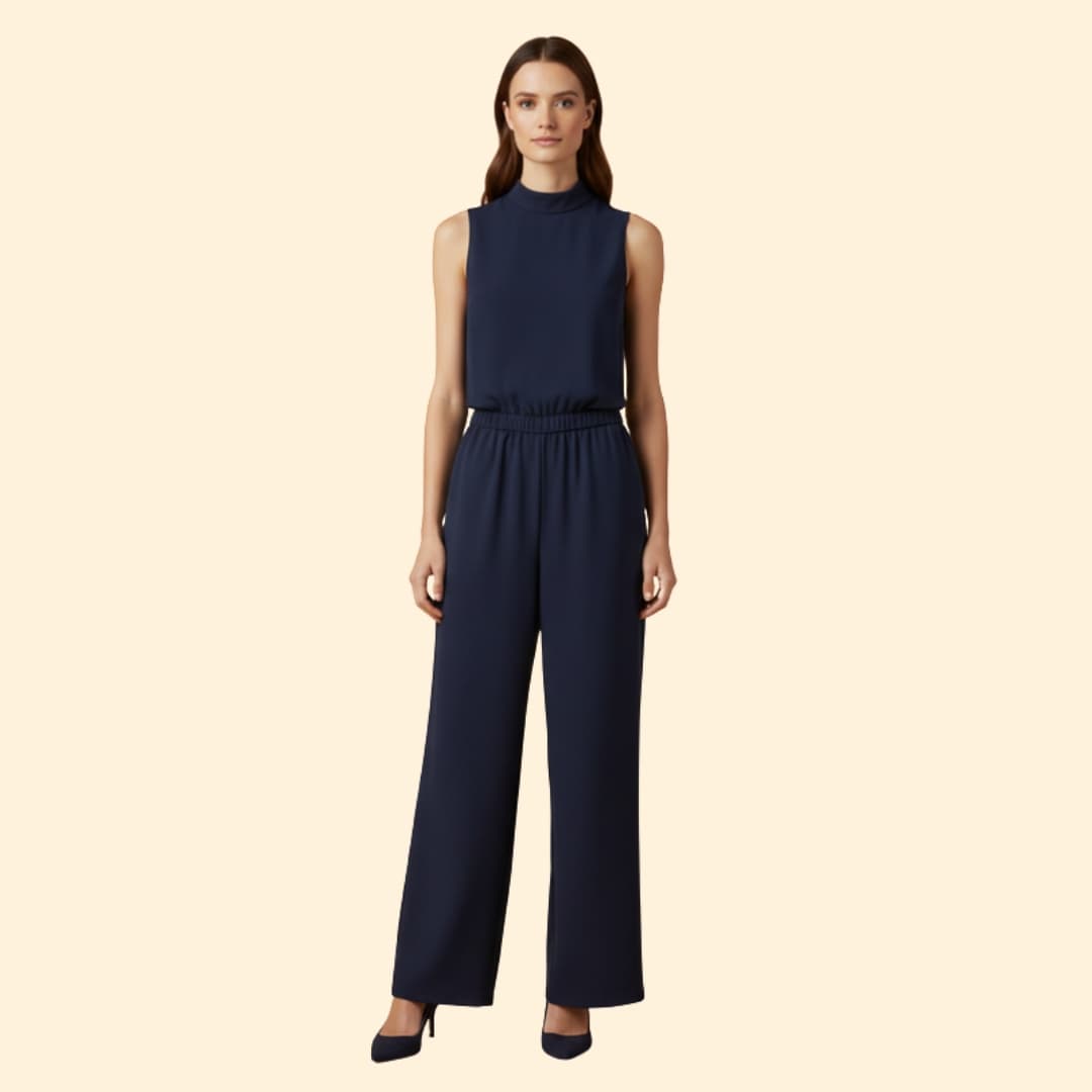 Women's Sleeveless Jumpsuit High Collar