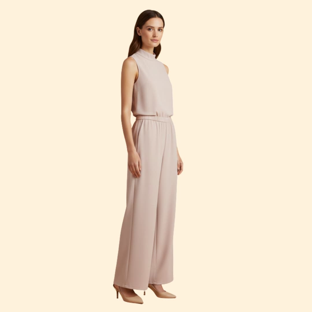 Women's Sleeveless Jumpsuit High Collar