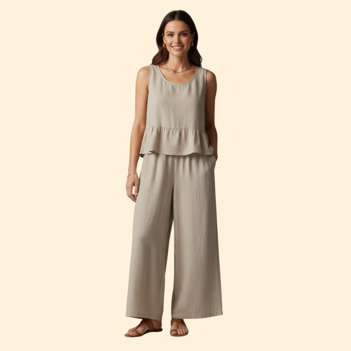 Women’s Sleeveless Jumpsuit Ruffled Hem