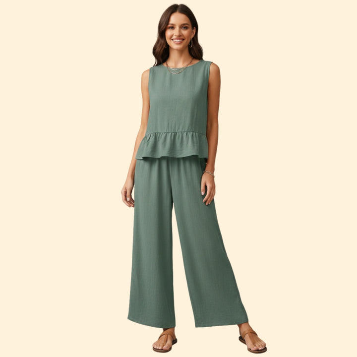 Women’s Sleeveless Jumpsuit Ruffled Hem