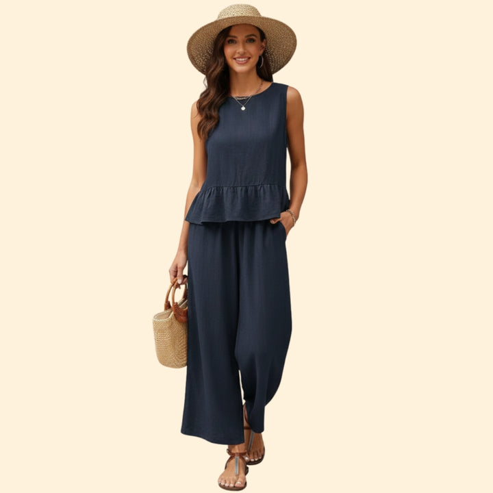 Women’s Sleeveless Jumpsuit Ruffled Hem