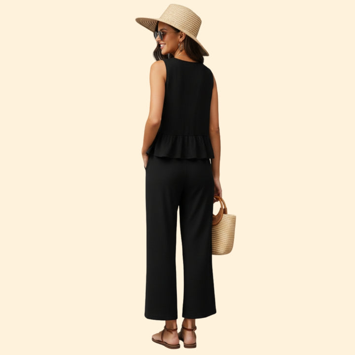 Women’s Sleeveless Jumpsuit Ruffled Hem