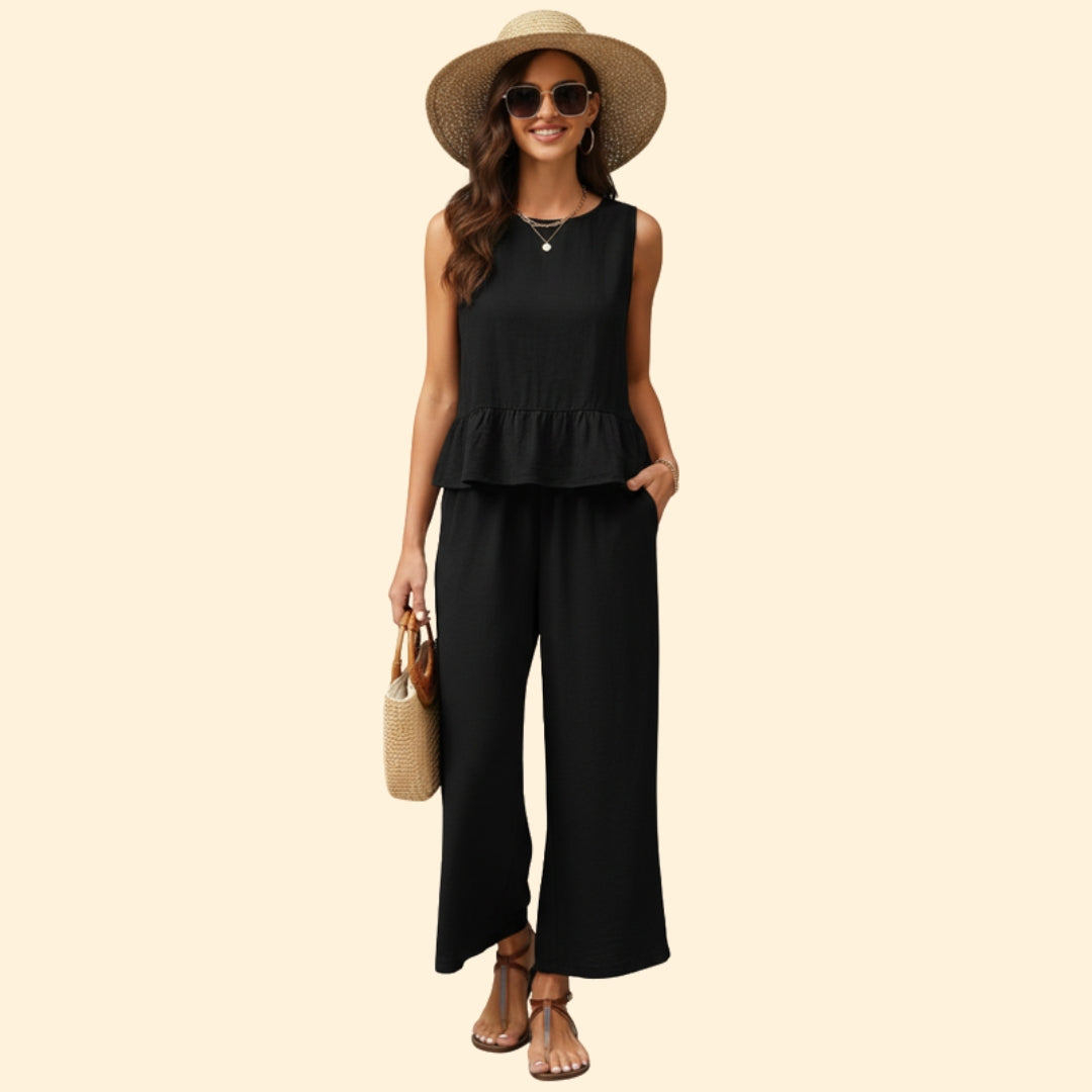Women’s Sleeveless Jumpsuit Ruffled Hem
