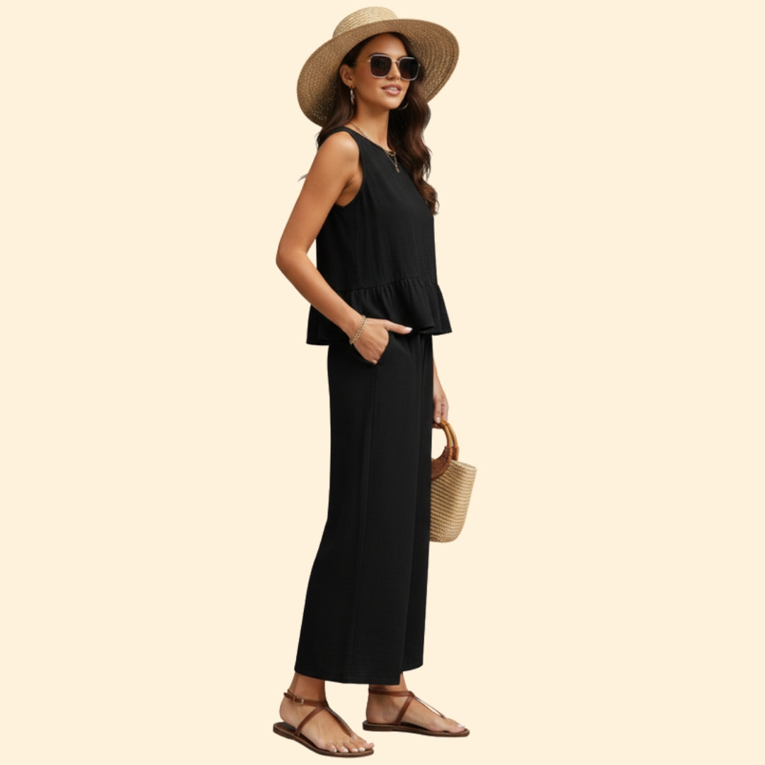 Women’s Sleeveless Jumpsuit Ruffled Hem