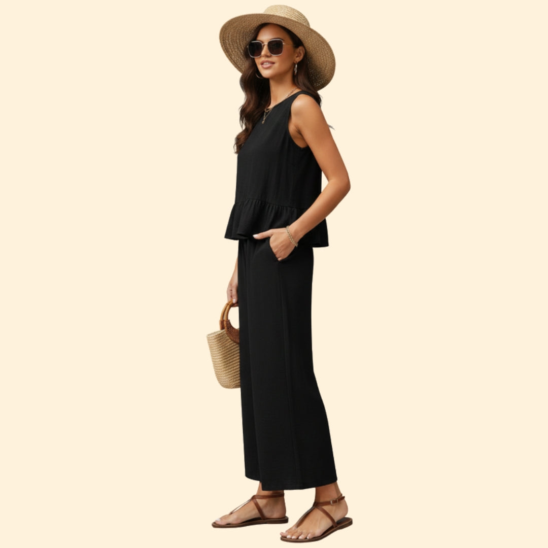 Women’s Sleeveless Jumpsuit Ruffled Hem