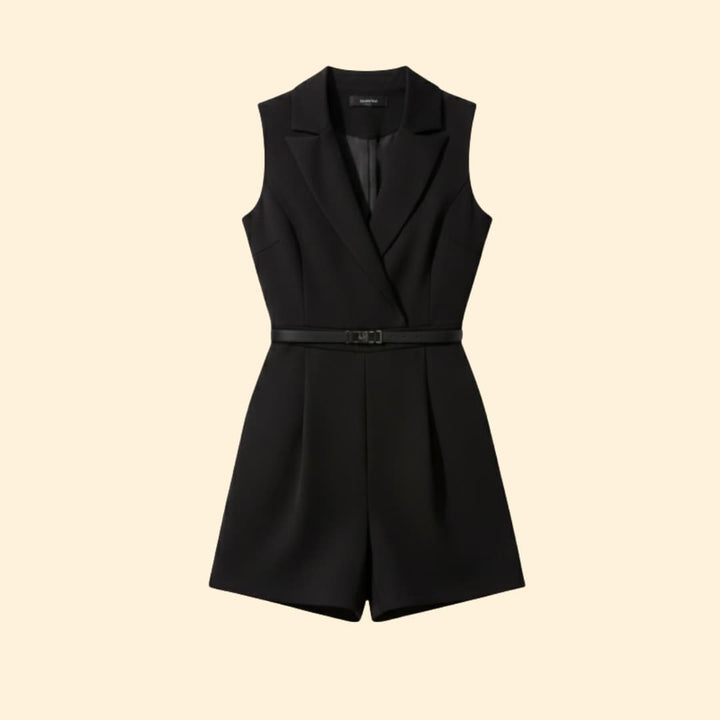 Women's Sleeveless Jumpsuit with Belted Waist