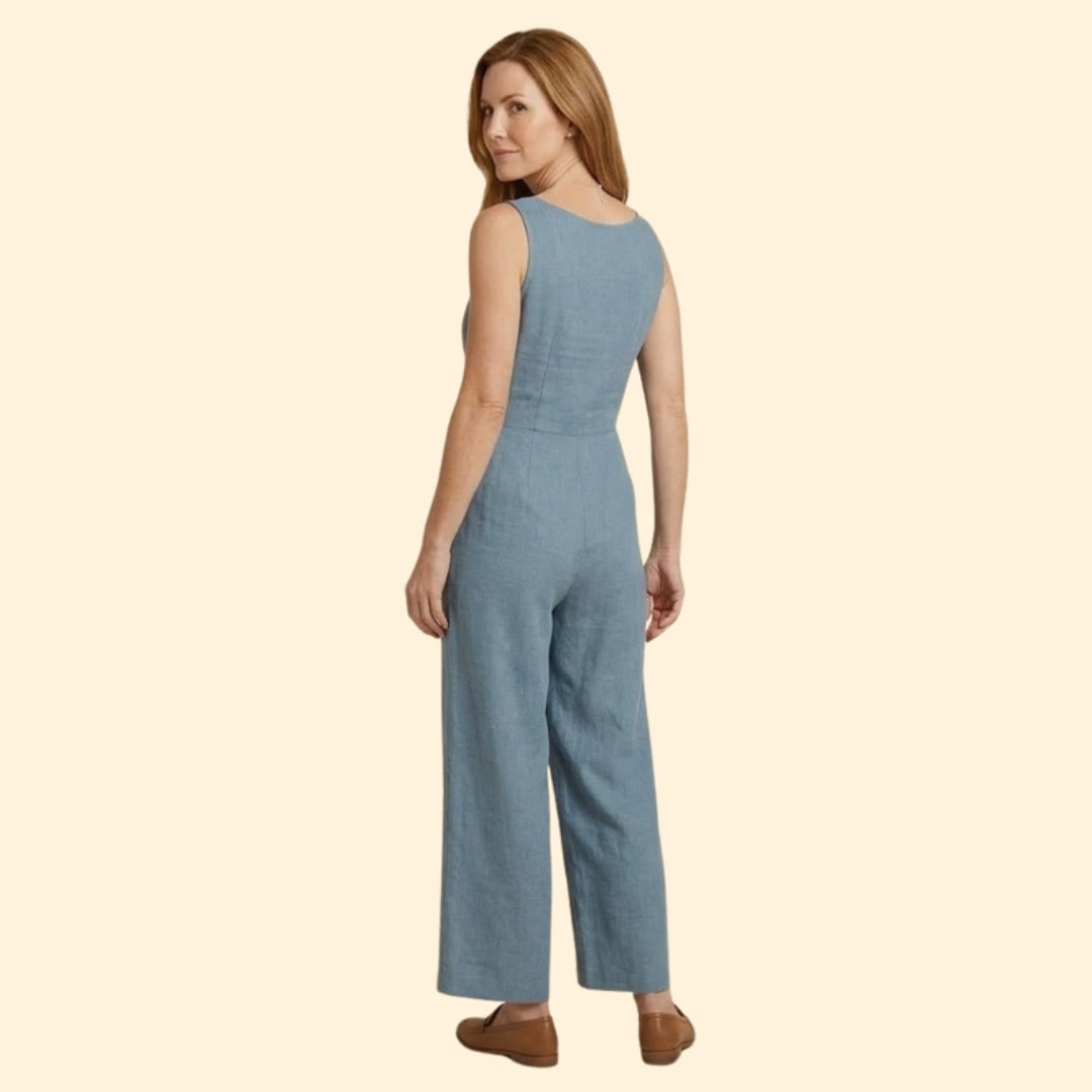 Women's Sleeveless Jumpsuit with Tied Waist