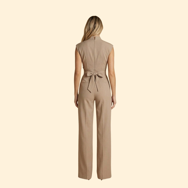 Women’s Sleeveless Jumpsuit with Waist Tie Belt