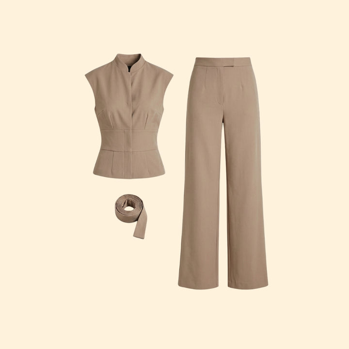 Women’s Sleeveless Jumpsuit with Waist Tie Belt