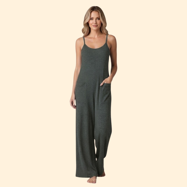 Women’s Sleeveless Jumpsuit with Wide-Leg Fit