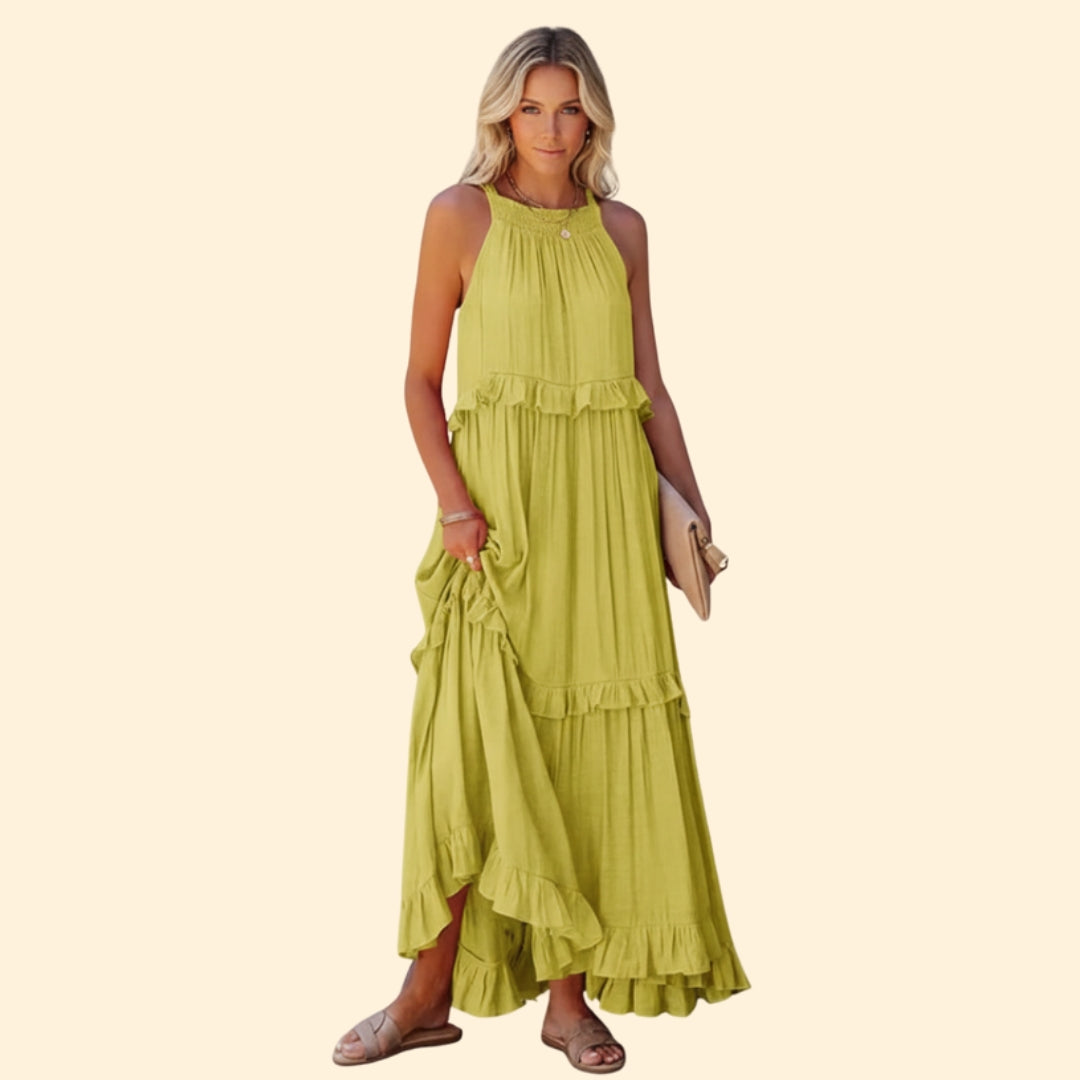 Women’s Sleeveless Maxi Dress Ruffles